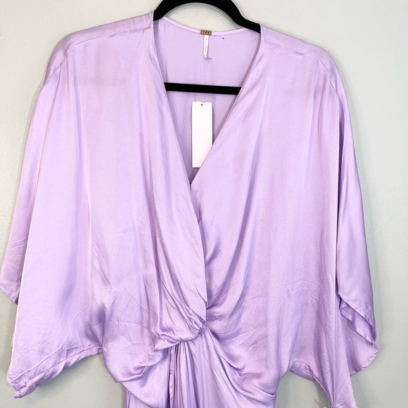 Young Fabulous & Broke Purple Surplice Kimono Twisted Hi Low Siren Dress XS NWT - Picture 4 of 15